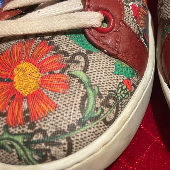 GUCCI ACE CANVAS LEATHER SNEAKERS - Picture 8 of 12